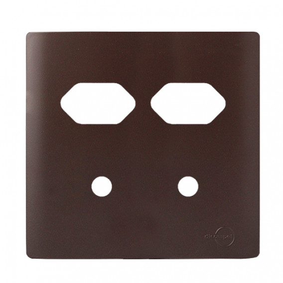 Placa p/ 2 Tomadas + 2 Furos 4x4 - Novara Marrom Fosco